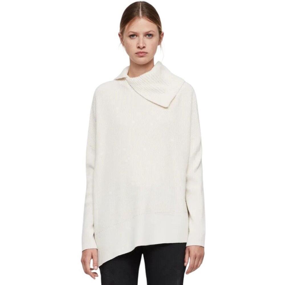 AllSaints Hettie Jumper Sweater Oversized XS Ivory Cream Wool Cashmere Blend